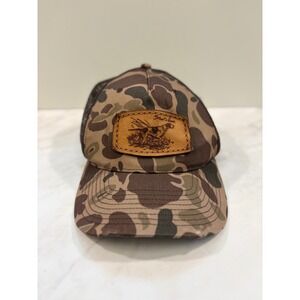 Outdoor Gorpcore Trucker Hat Camo Leather Patch Richardson Men Brown